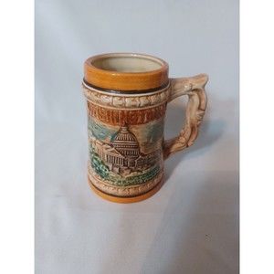 WASHINGTON D.C. Souvenir Raised Design Beer Stein 4.5 Inch Vintage